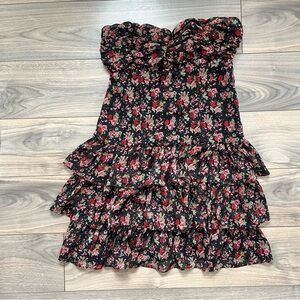 Express Black and Red Floral Mini Dress